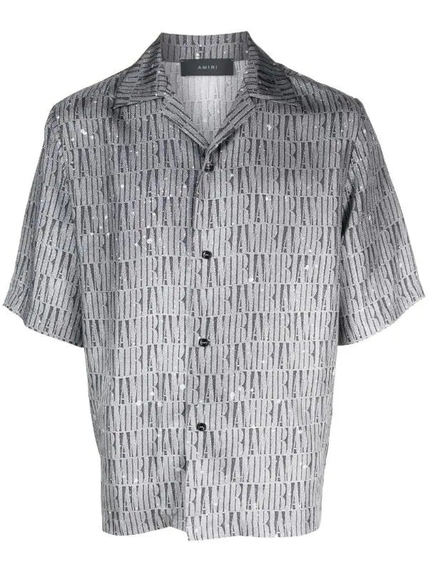 Logo-pattern silk shirt