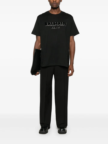 Flocked-logo cotton T-shirt