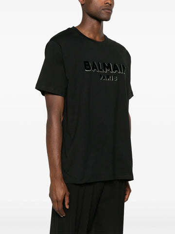 Flocked-logo cotton T-shirt