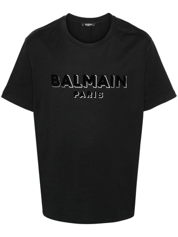 Flocked-logo cotton T-shirt