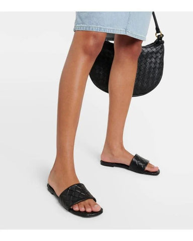 Army Quilted Leather Slides
