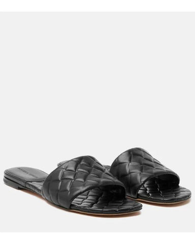 Army Quilted Leather Slides