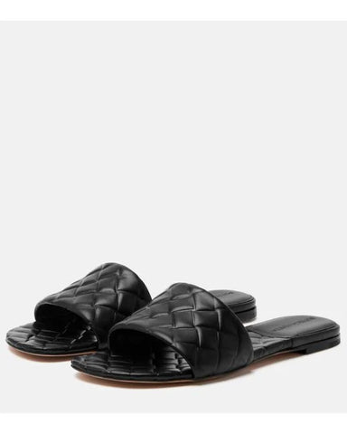 Army Quilted Leather Slides