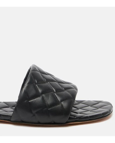 Army Quilted Leather Slides