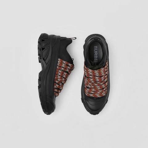 Lace Detail Leather and Nylon Arthur Sneakers