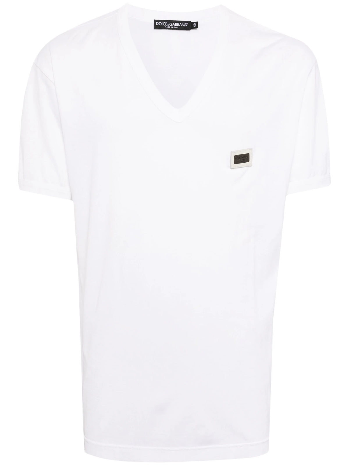 Logo-patch V-neck cotton T-shirt
