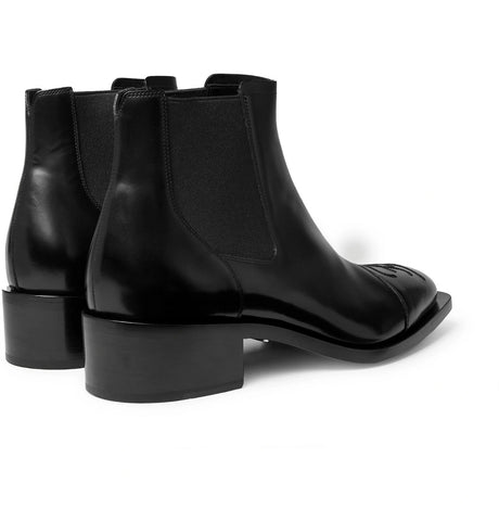 Logo-Embroidered Leather Chelsea Boots
