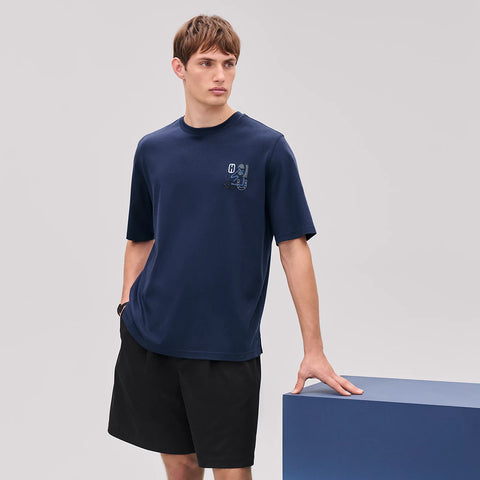 "H Puzzle" t-shirt with leather detail