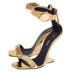 Gold Leather Gzxcowan Ankle Strap Sandals