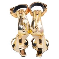 Gold Leather Gzxcowan Ankle Strap Sandals