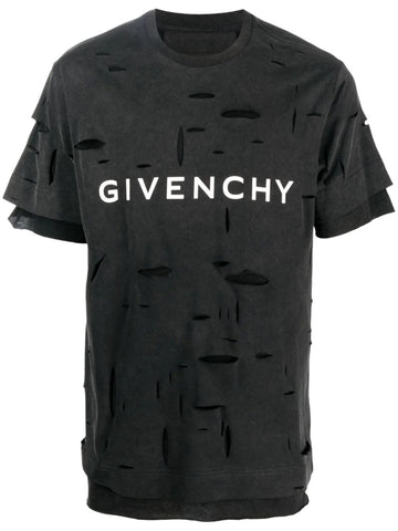 ripped logo-print T-shirt