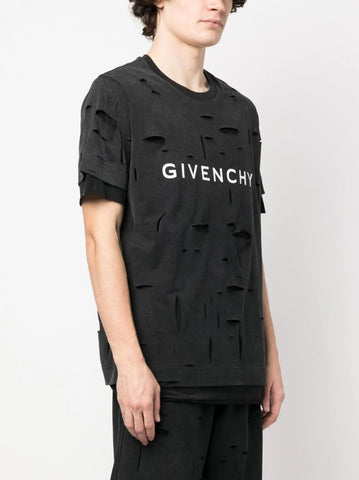 ripped logo-print T-shirt