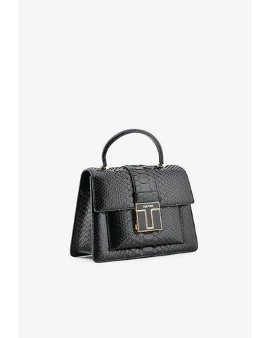 Medium Top Handle Bag In Snake-embossed Leather
