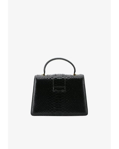 Medium Top Handle Bag In Snake-embossed Leather
