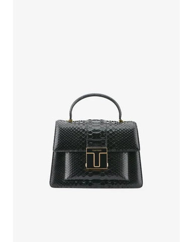 Medium Top Handle Bag In Snake-embossed Leather