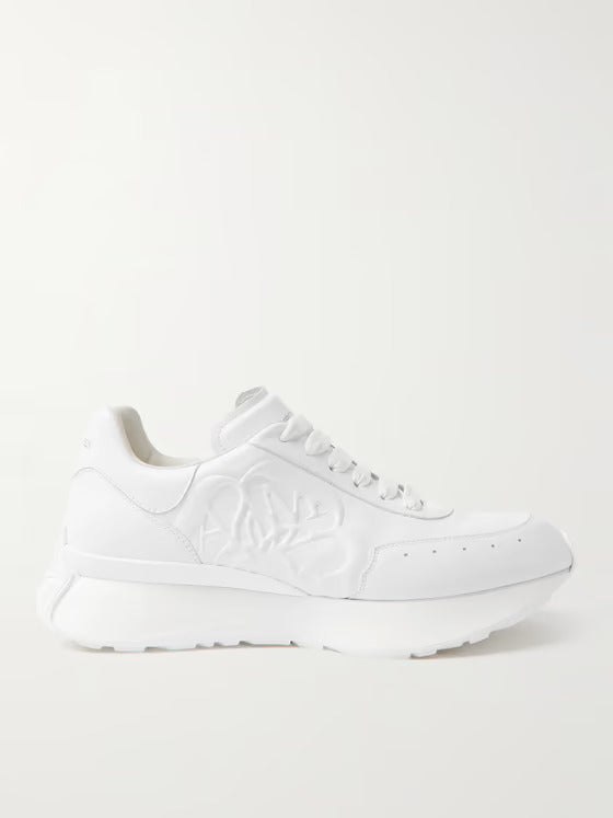 Sprint Runner Exaggerated-Sole Logo-Embossed Leather Sneakers